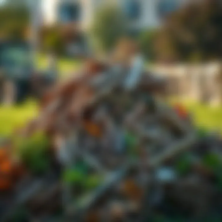 Garden Waste Ready for Shredding A pile of garden waste ready to be processed by the chipper shredder