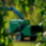 Goossen chipper shredder in action within a lush garden