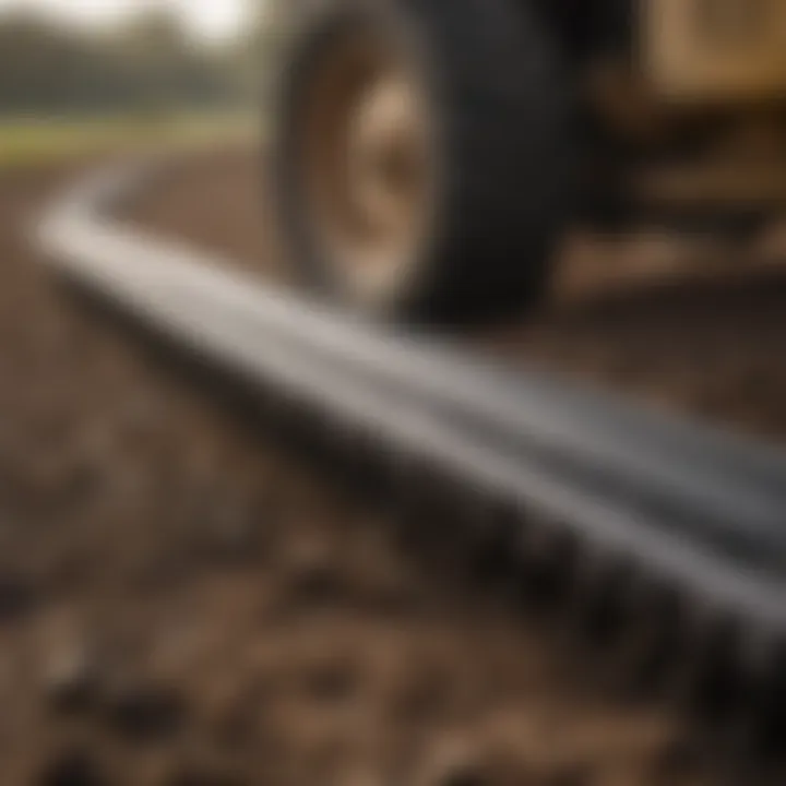 Close-up of the cutting edge of a grader box blade