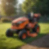 Various types of riding lawn mowers displayed