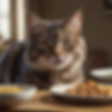 Happy Diabetic Cat at Mealtime Diabetic cat enjoying a meal
