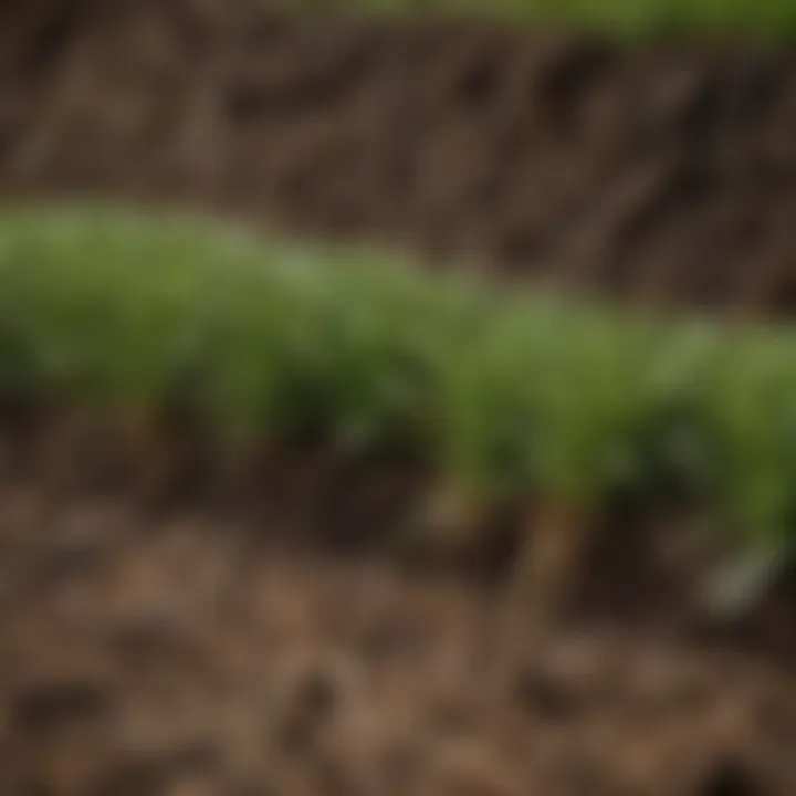 Close-up of healthy sod with rich soil underneath