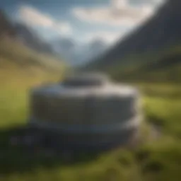 A high country stock tank surrounded by lush grass and mountains, showcasing its integration into the landscape.