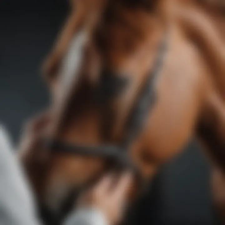 Close-up of a veterinarian examining a horse