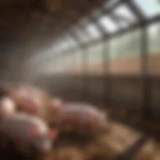 Illustration of a well-designed pig house incorporating natural ventilation
