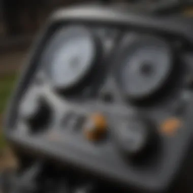 Hustler X Mower Control Features Close-up view of Hustler X One Zero Turn Mower control panel