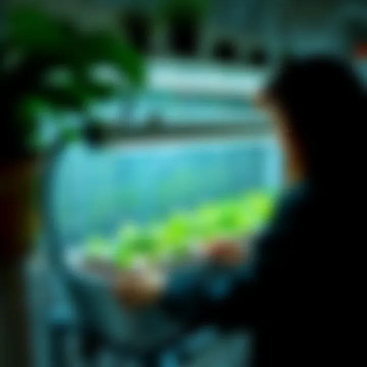 Setup of a hydroponic system in action