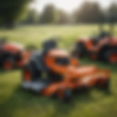 A side-by-side comparison of different zero-turn mower models