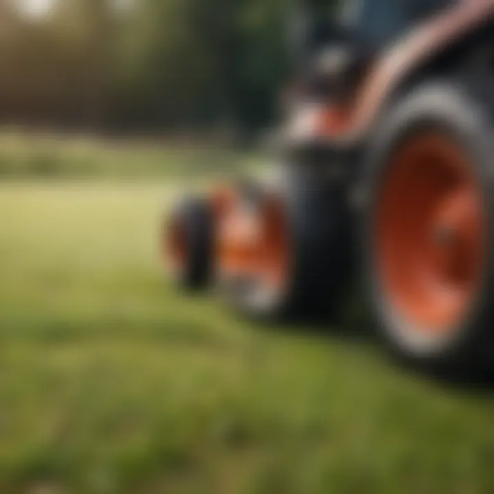 Close-up of the innovative design features of a zero-turn mower