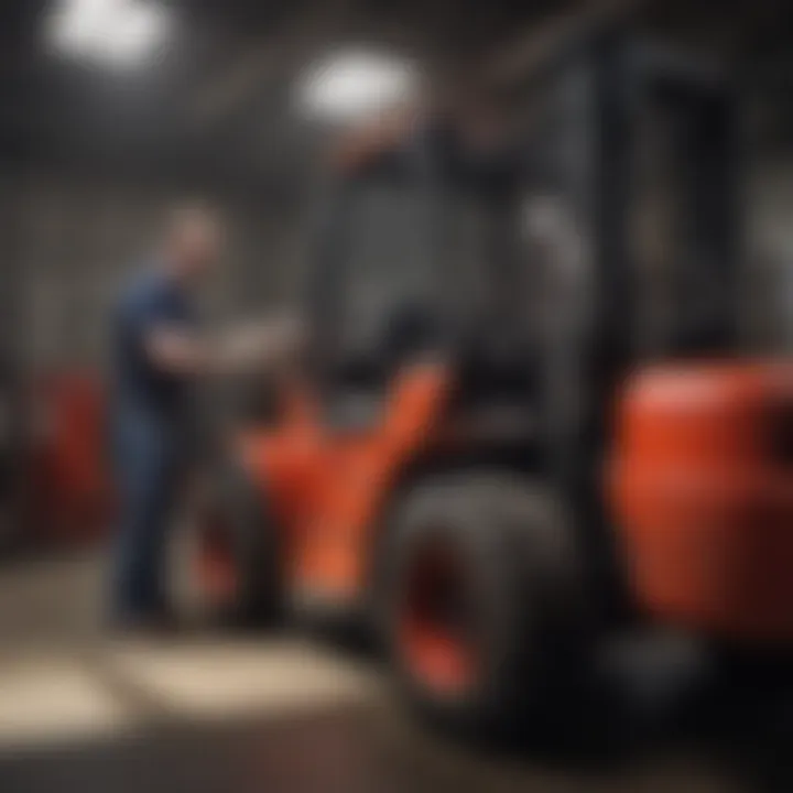 Maintenance check on Ingersoll Rand forklift