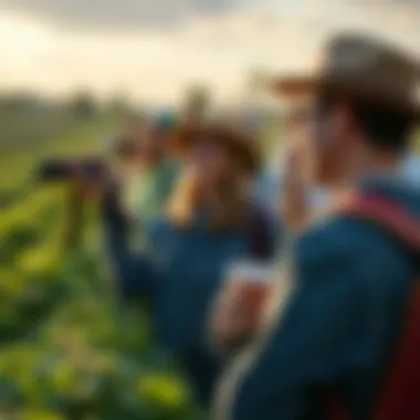 Agritourism experience with visitors exploring a sustainable farm