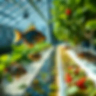 Aquaponics system displaying fish and plants in harmony