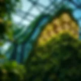 Vertical farming structure showcasing lush greenery and innovative design