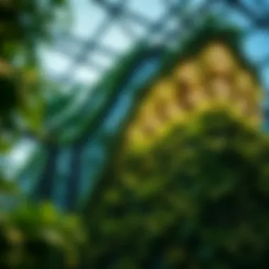 Vertical farming structure showcasing lush greenery and innovative design