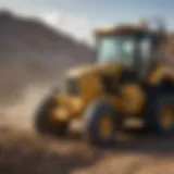 A motor grader in action on a construction site