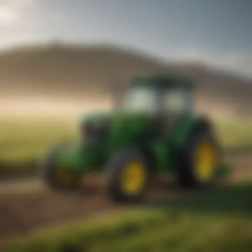 A modern John Deere tractor in a field