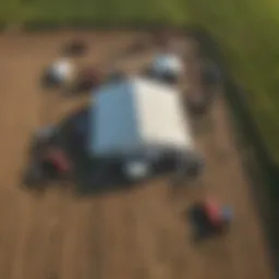 Aerial view of an agricultural auction site