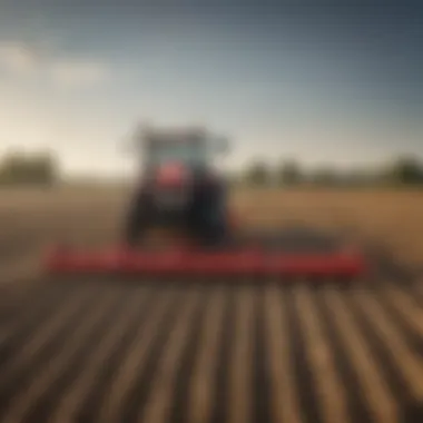 A farmer inspecting crops after using Kuhn Krause equipment.