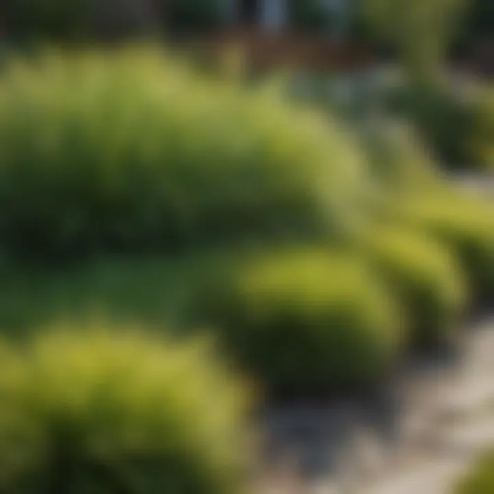 Comparison of different grass types in a yard