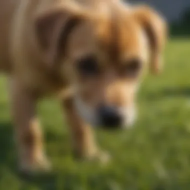 Close-up of grass affected by pet urination