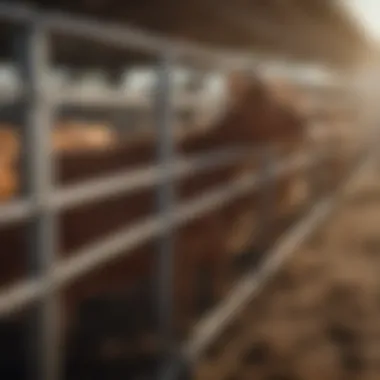 Ensuring Livestock Safety During Transport A close-up view of livestock secured within a cattle rack during transport, highlighting safety features.