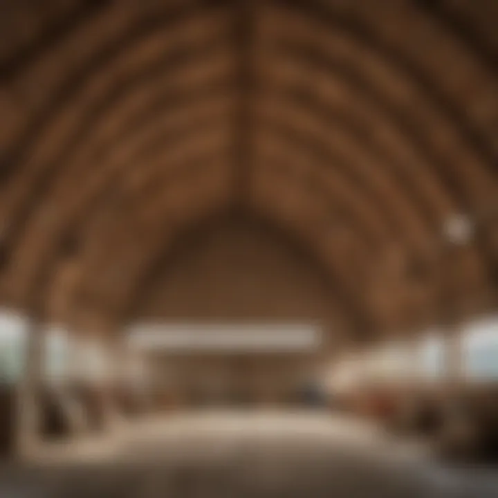 Natural light illuminating the interior of a hoop barn used for crop storage