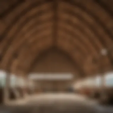 Interior of a Hoop Barn for Crop Storage Natural light illuminating the interior of a hoop barn used for crop storage