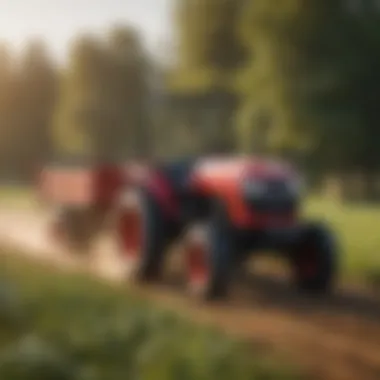 Mahindra Mini Tractor at Work in Agriculture Mahindra mini tractor in action on a farm field