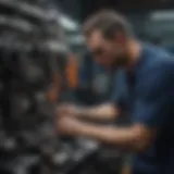 An automotive technician analyzing a vehicle's engine diagnostics