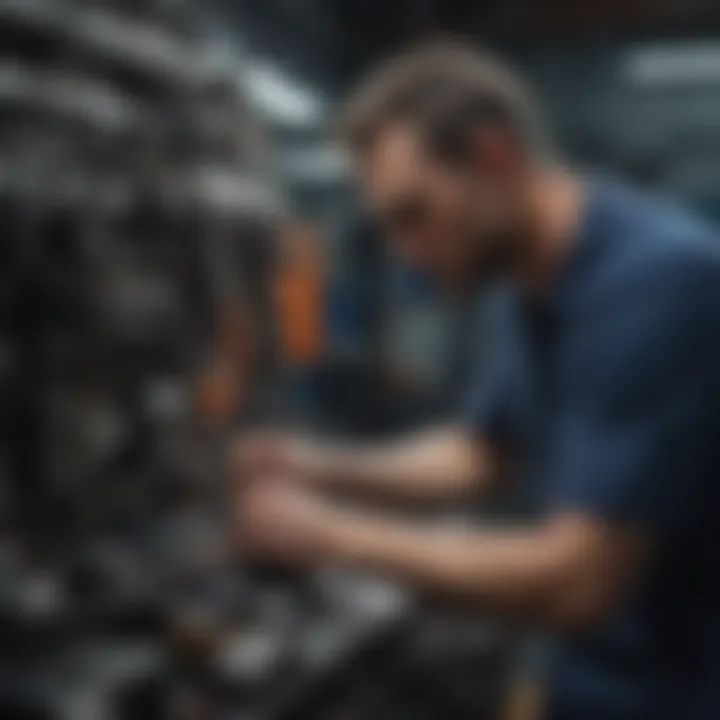 An automotive technician analyzing a vehicle's engine diagnostics