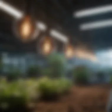 Future Trends in Lighting Technology A futuristic representation of lighting technology trends in horticulture and agriculture