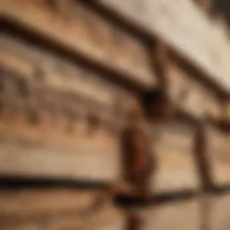 Close-up of drywood termite damage in wooden structure