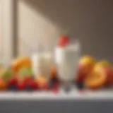 A vibrant display of various fruits alongside a glass of milk