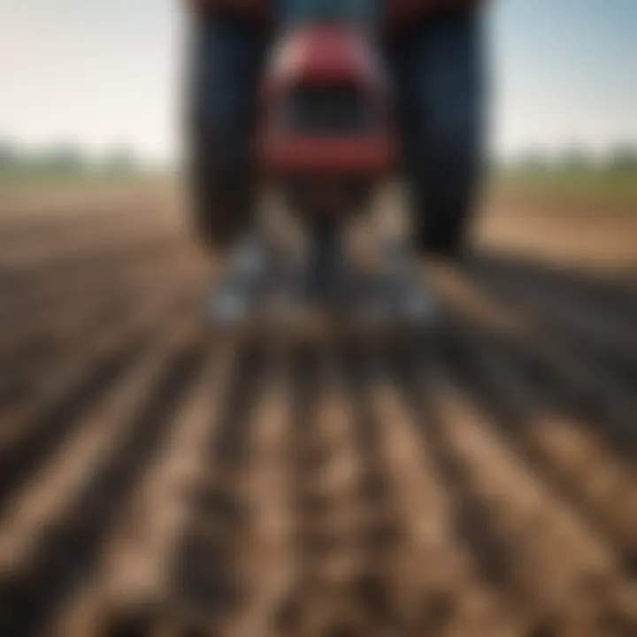 Close-up of a modern tillage tool during operation