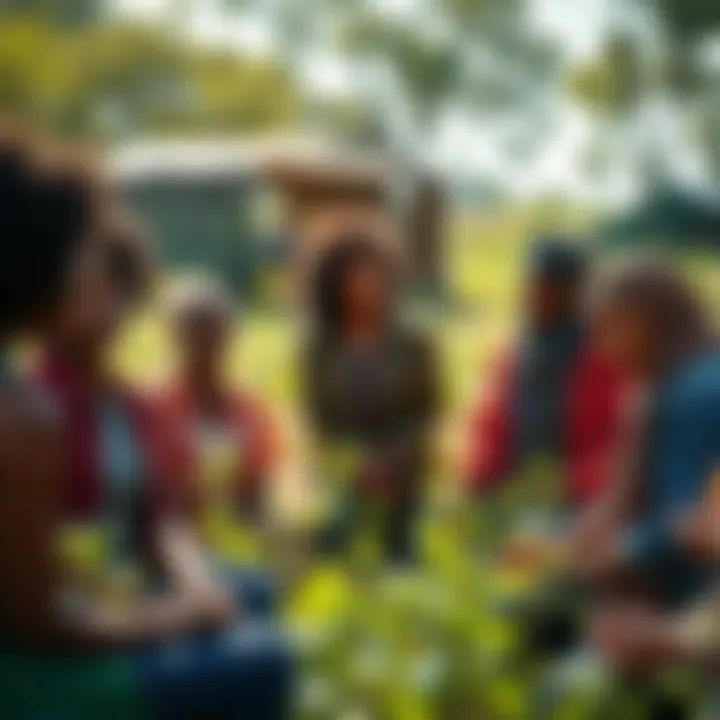 A group of women discussing agricultural strategies outdoors