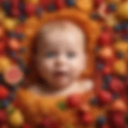 Colorful array of pureed foods for infants