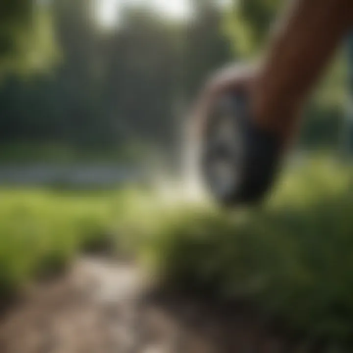 Healthy grass being watered, representing proper care methods.