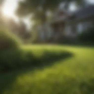 Lush green lawn under sunlight