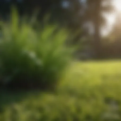 Lush green lawn with new grass sprouting
