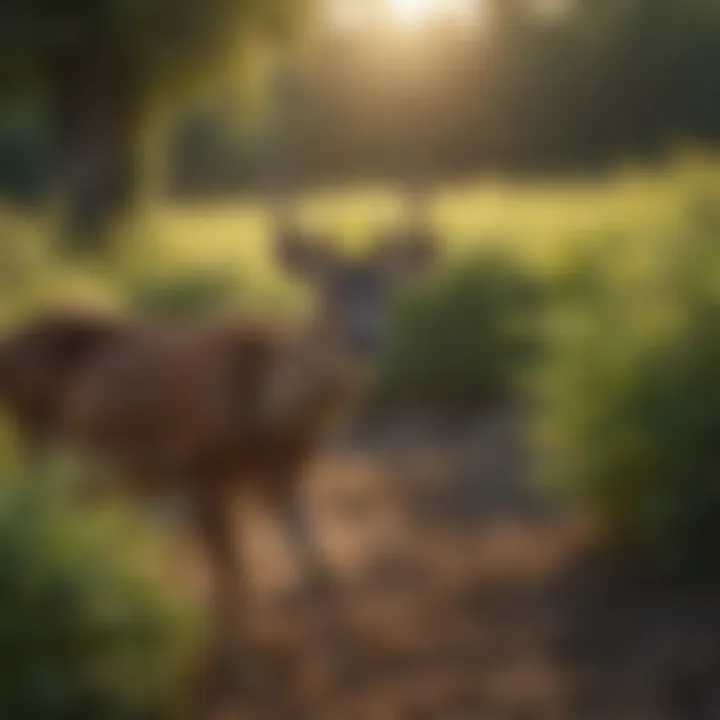 Deer grazing in a well-maintained soybean plot