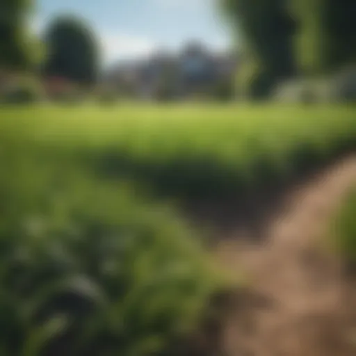 A vibrant lawn flourishing with lush green grass under a clear blue sky