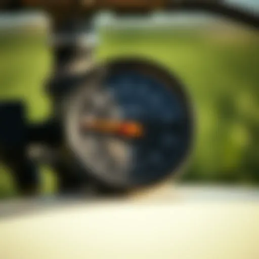 Temperature gauge indicating optimal spray conditions