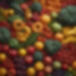 Vibrant array of organic fruits and vegetables