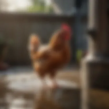 Poultry Enjoying Fresh Water from the Over Ez Chicken Waterer Poultry enjoying fresh water from the Over Ez Chicken Waterer