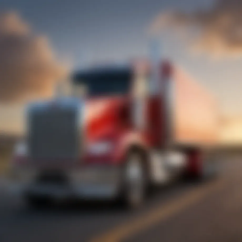 Exterior view showcasing the Peterbilt day cab's aerodynamic design