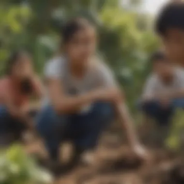 A group of students engaging in a community service project