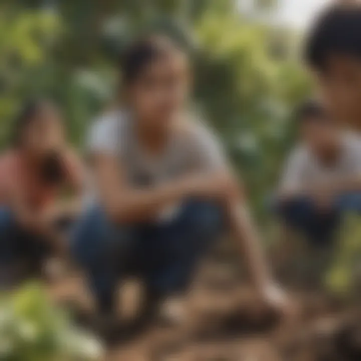 A group of students engaging in a community service project