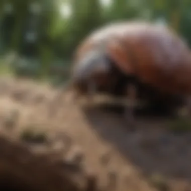 Exploring the Habitat of Pill Bugs Close-up of pill bug habitat