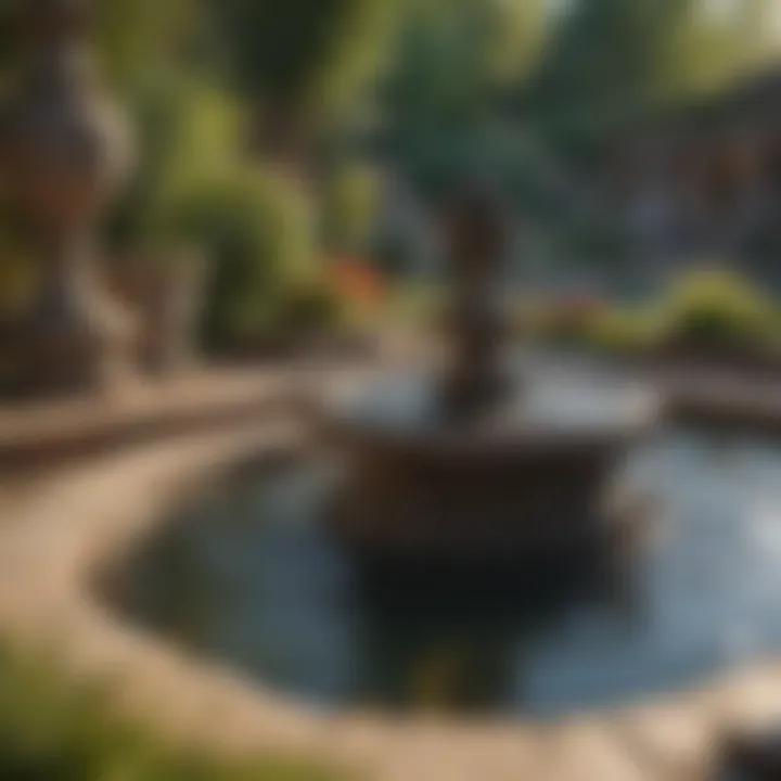 Close-up of essential fountain components laid out