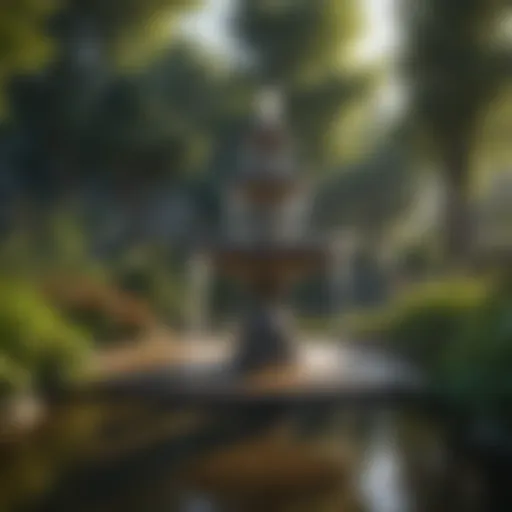A serene pond featuring a beautifully installed fountain
